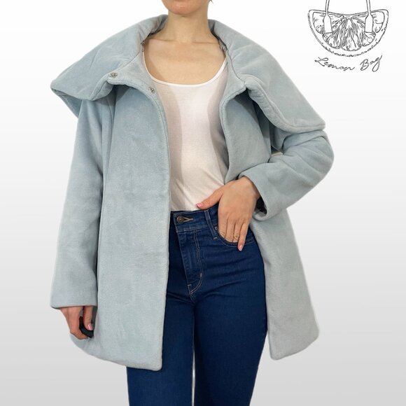 One of a Kind Exclusive/ Winter Fall Hooded Fitted Coat / Color Baby Blue/Size S - Picture 3 of 12